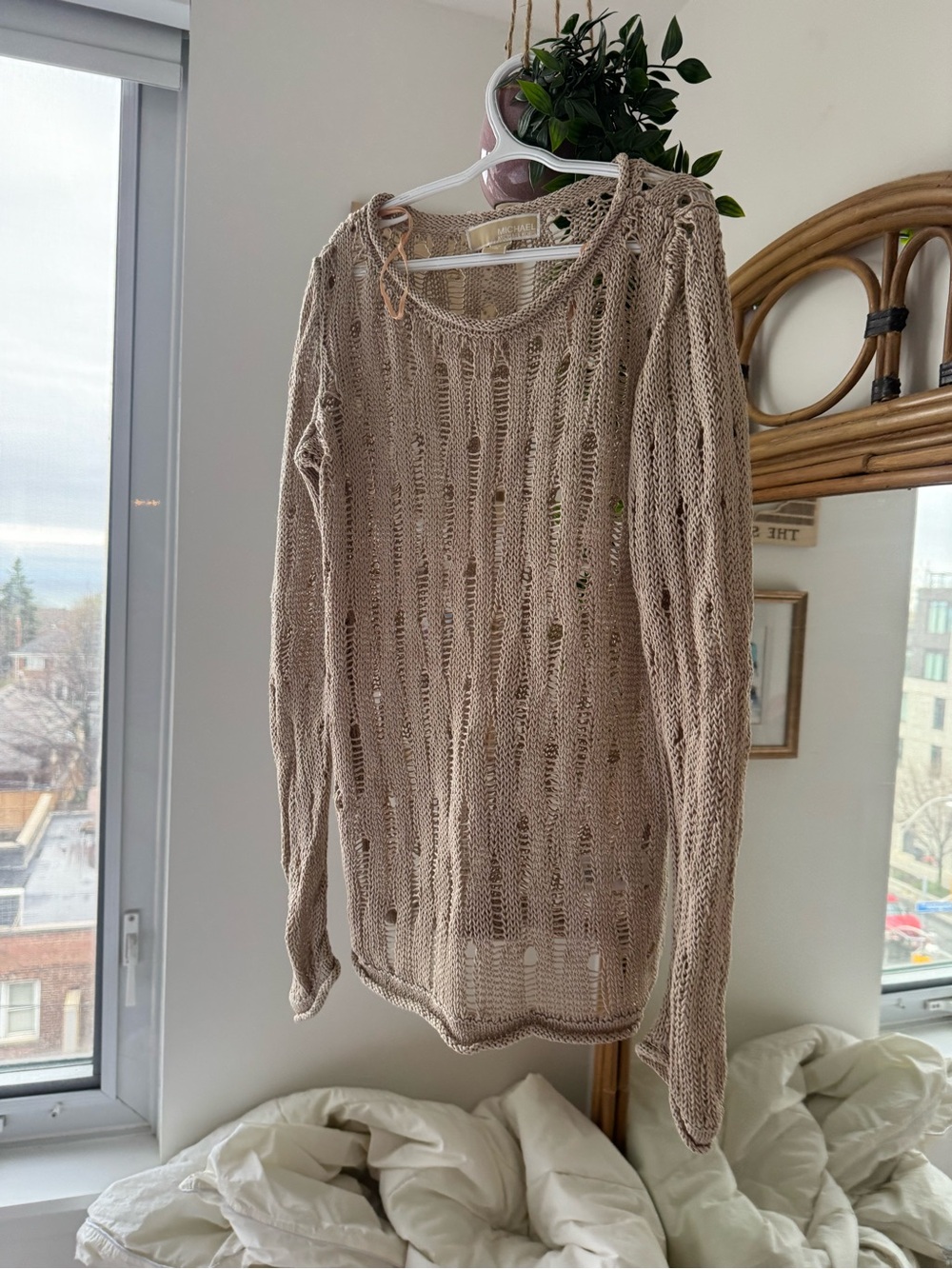 Michael Kors Light Beige Open-Knit Women's Sweater